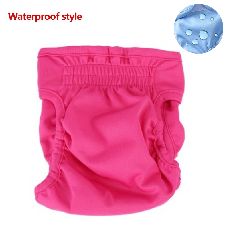 Waterproof Rose Red Физиологические штаны для домашних животных для женщин, маленьких собак, щенков, моющиеся прочные подгузники для собак, нижнее белье, гигиенические короткие подгузники, нижнее белье для домашних животных - Цвет: Waterproof Rose Red