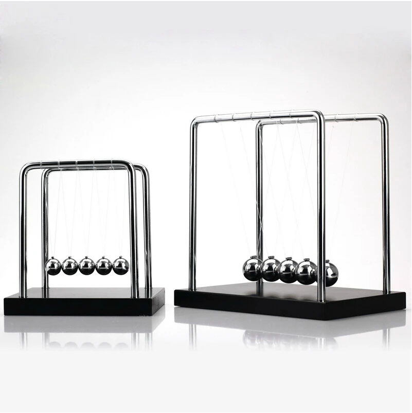

Newton's Cradle Ball Metal Crafts Vintage Home Decor Wood Base Metal Stent