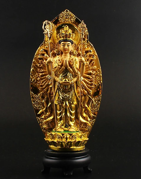 

Wholesale Buddha supplies HOME Family efficacious protective-Talisman Bless Thousand-hand Bodhisattva gilding statue Decoration