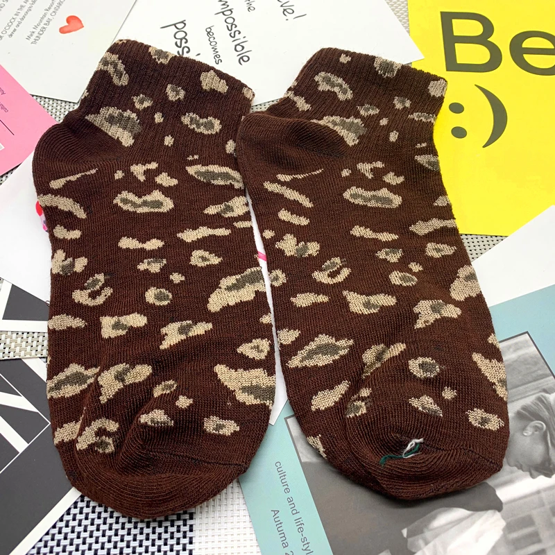 Новинка 2019 Модные леопардовые хлопковые носки женские милые летние короткие