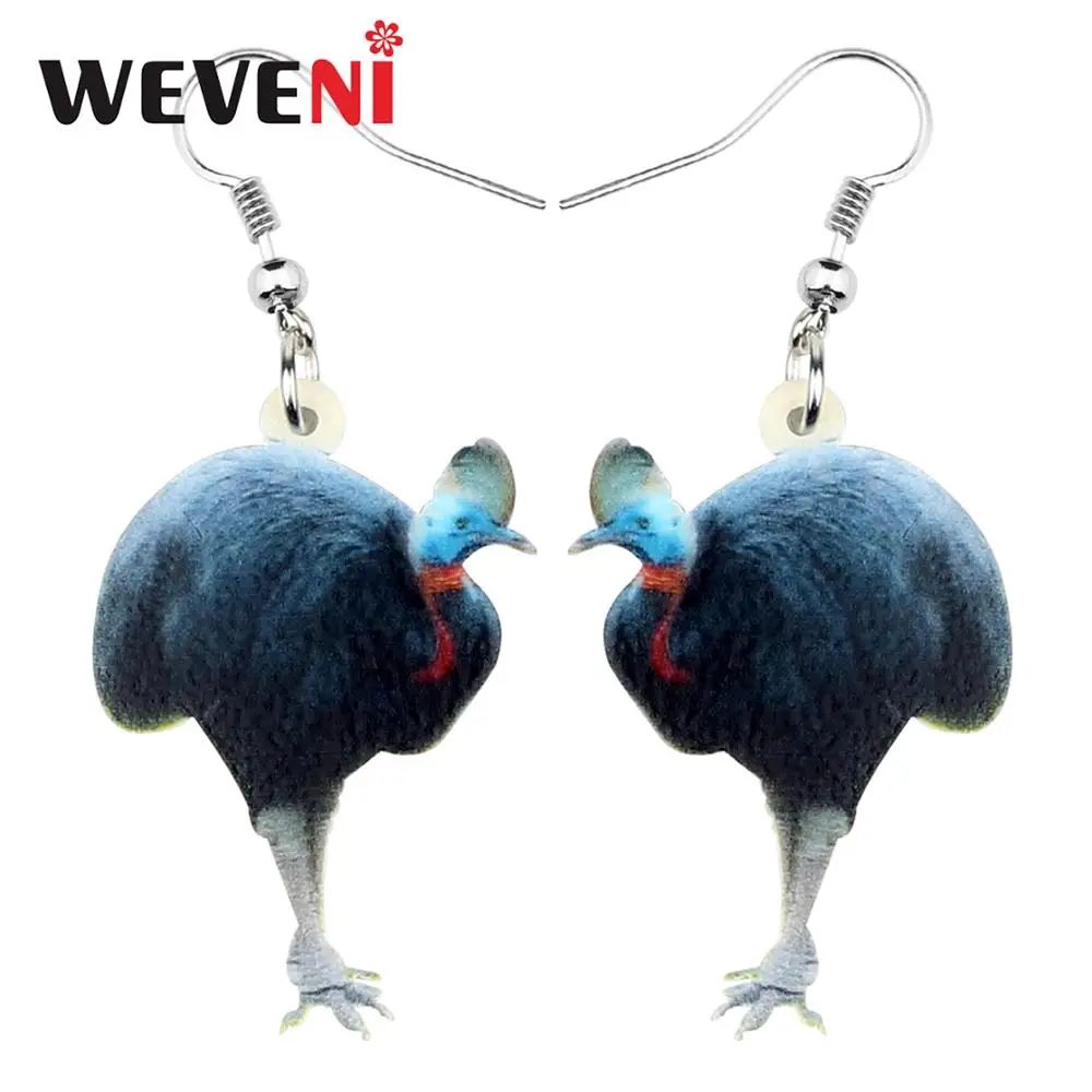 Акриловые уникальные модные австралийские серьги WEVENI в виде птиц Cassowaries висячие