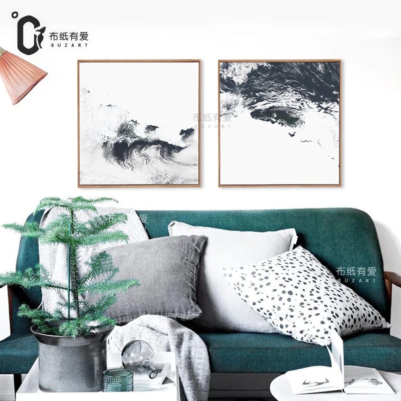 Rivers Black and white abstract oil painting canvas wall art poster prints home decor No Frame | Дом и сад