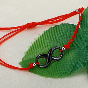 Black Red Амулет с красной нитью безобидный бесконечный керамический красный черный браслет-веревочка для женщин ручной работы браслет восковой струны амулет ювелирные изделия - Окраска металла: Black Red