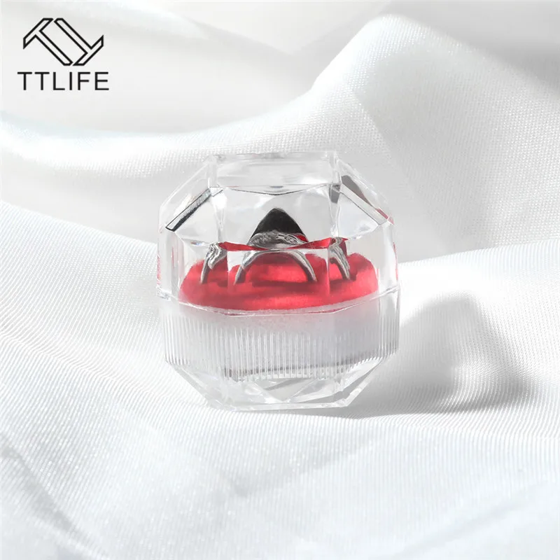 TTLIFE акриловые портативные прозрачные кольца коробка для показа сережек Свадебная коробочка для украшений кольцо Органайзер коробка для хранения