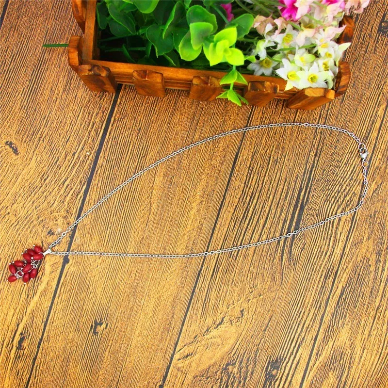 Handmade Coral Bead Pendant Necklace Natural Stone For Women Stainless Steel Jewelry TN466 | Украшения и аксессуары