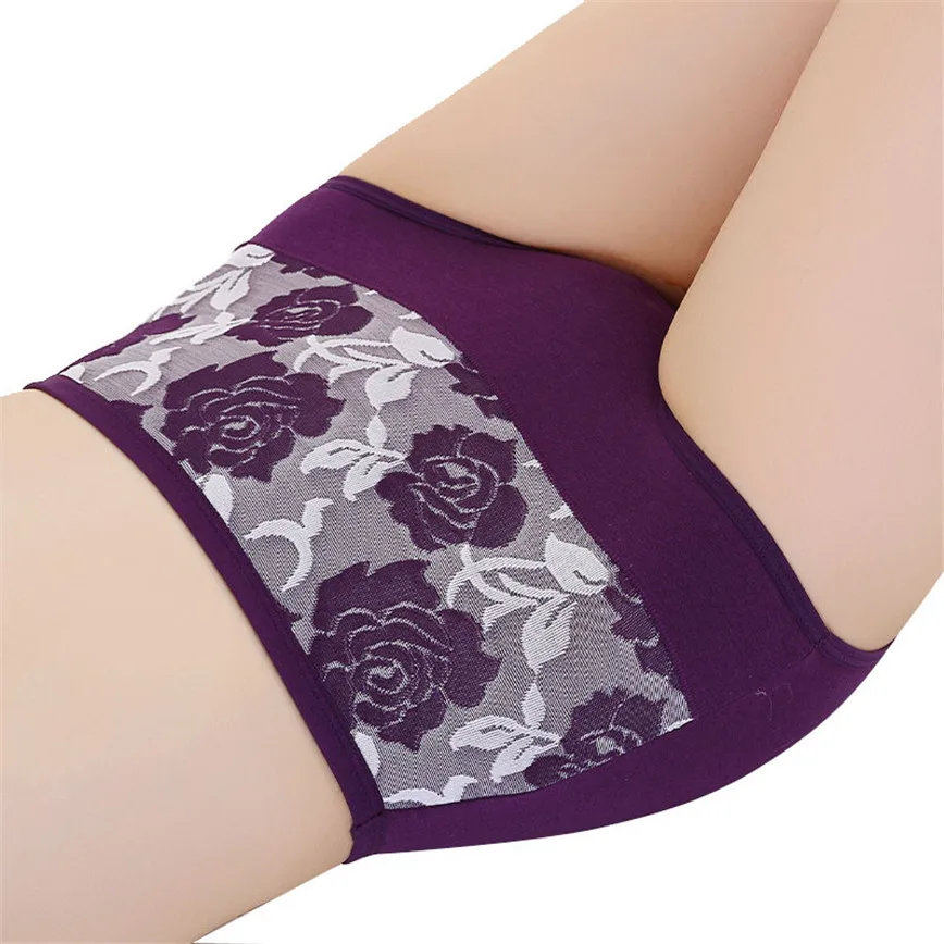 Женские трусики с высокой талией Free Ostrich мягкие дышащие цветочным принтом