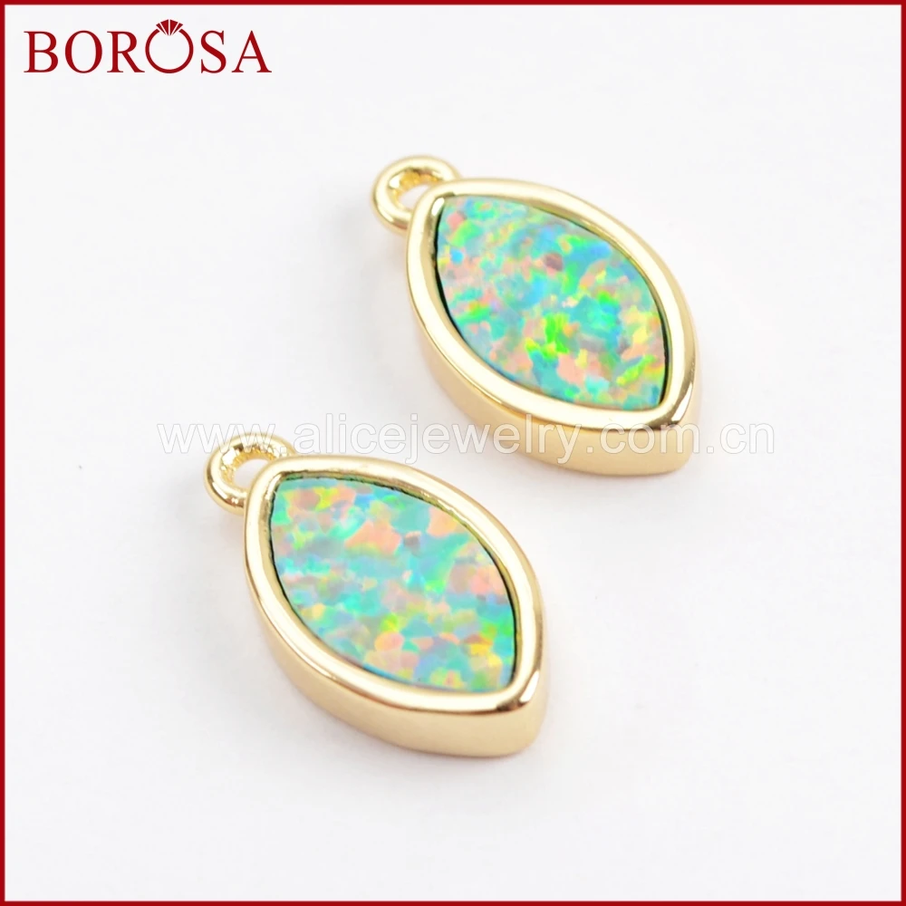 

BOROSA Free Shipping 10 piece Gold Color Druzy Pendant for Woman, Blue Opal Marquis Bezel Charm Pendant Bead ZG0272