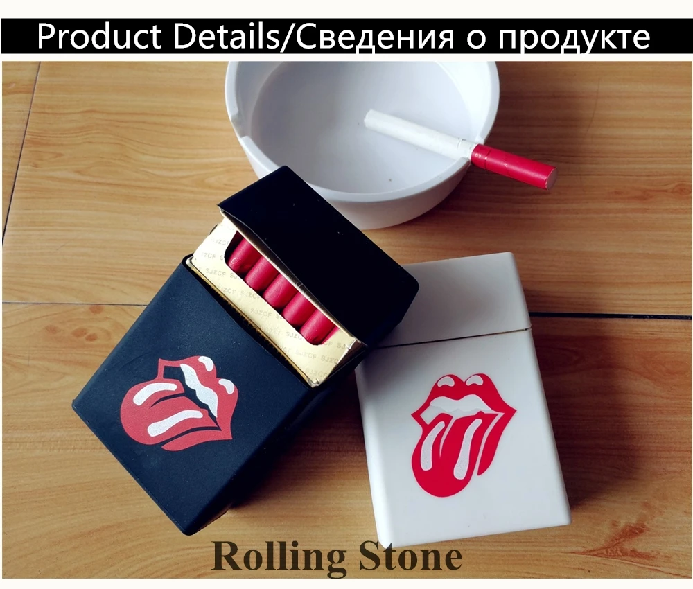 Женский чехол для сигарет Rolling Stones Rock, чехол для сигарет, пакет для сигарет, красный язык, Мужская карманная коробка для сигарет, 2 цвета