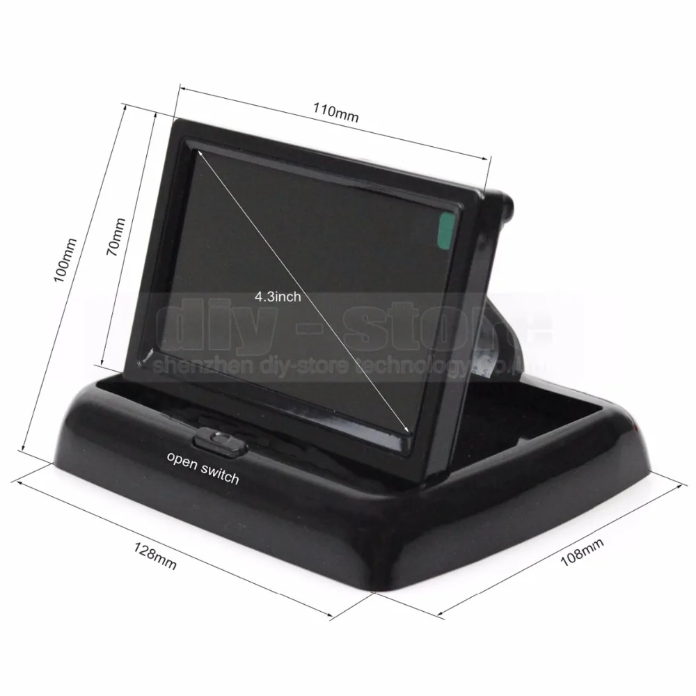 DIYSECUR 4 3 дюймов Складная фотокамера заднего вида с парковочными датчиками и