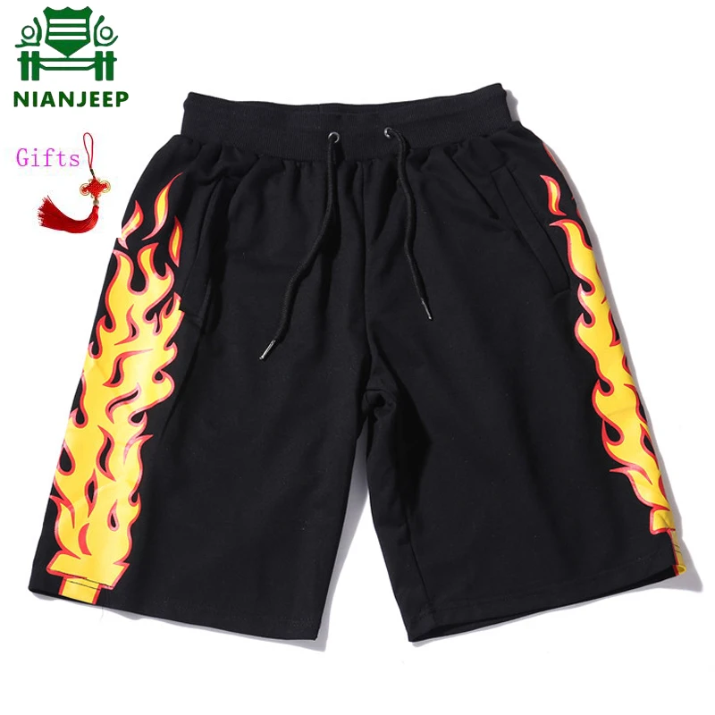 Мужские шорты с пламенем modis мужские эластичной резинкой на талии черные