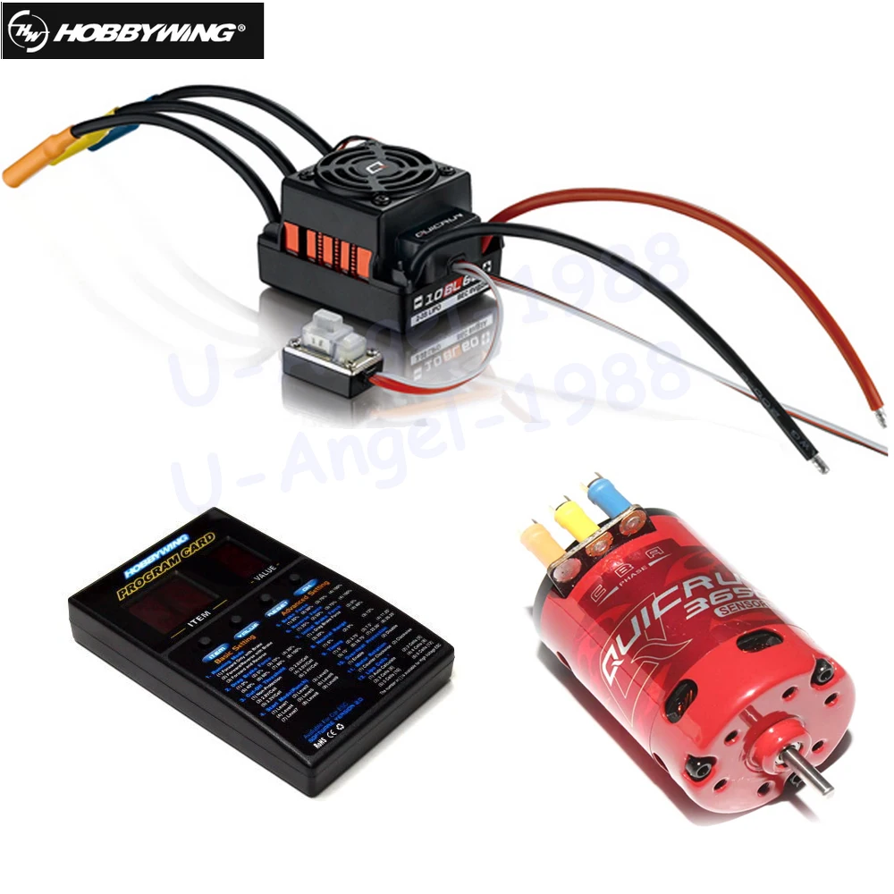 

Hobbywing QUICRUN 3650 2-3S Race Brushless Motor + QuicRun WP 10BL60 60A Sensorless ESC+LED Program Card For 1/10 Rc Car