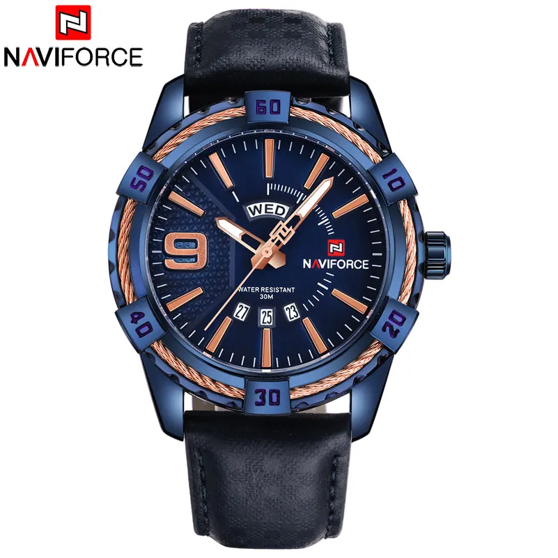 

2018 NAVIFORCE Men 30M Waterproof Sports Watches Mens 24 Hour Date Week Month Stainless Steel Quartz Watches Relogio Feminino