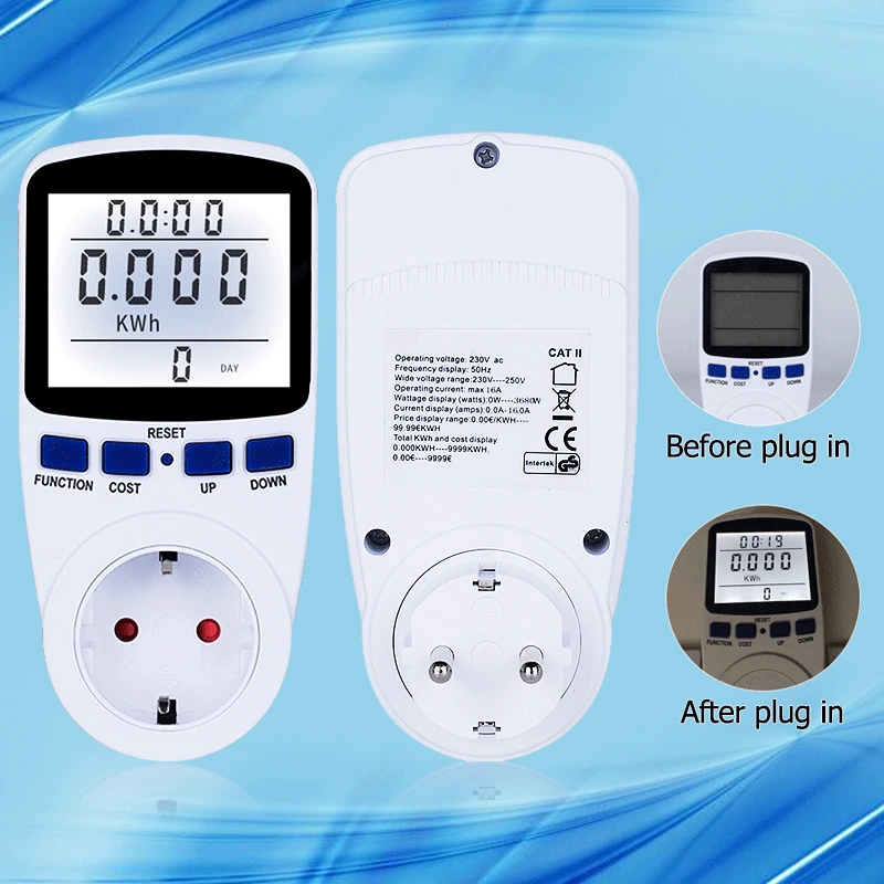 Цифровой счетчик энергии Wattmeter большой экран мощность электронный ток