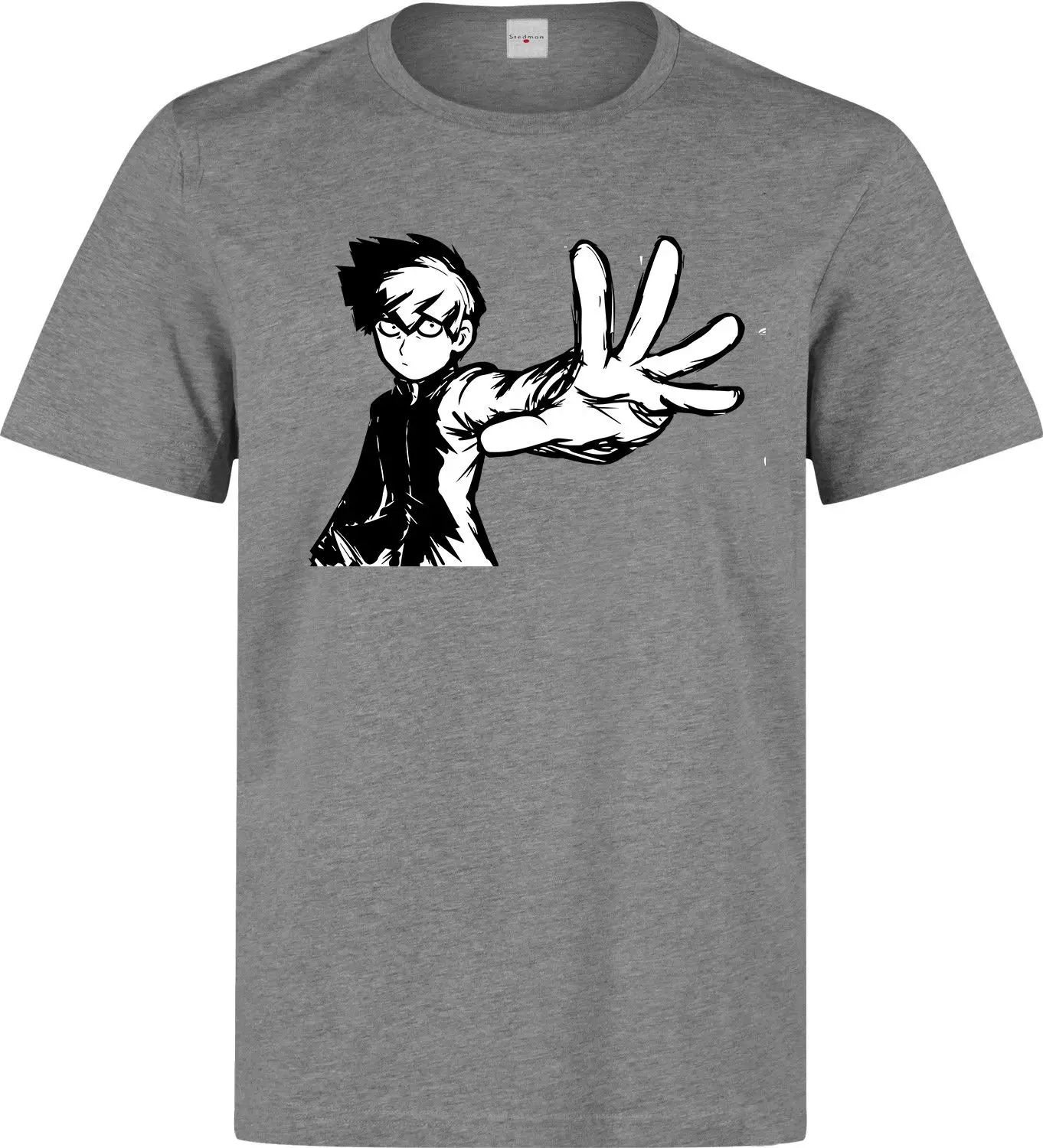 Mob Psycho 100 art hand of power men's grey t shirtCartoon shirt men Unisex New Fashion tshirt free shipping funny tops | Мужская