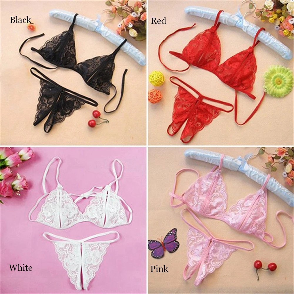 

2020 Hot Women Sexy Lace Lingerie Swimsuit Swimwear Babydoll Bikini Top Bra G-string Set Summer Swimwear Beach wear Bikini Set