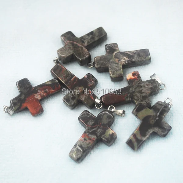 

50 Pieces/Lot,Jasperr Stone,Cross Pendant,Top Fashion Jewelry Accessories,Size:18x25mm