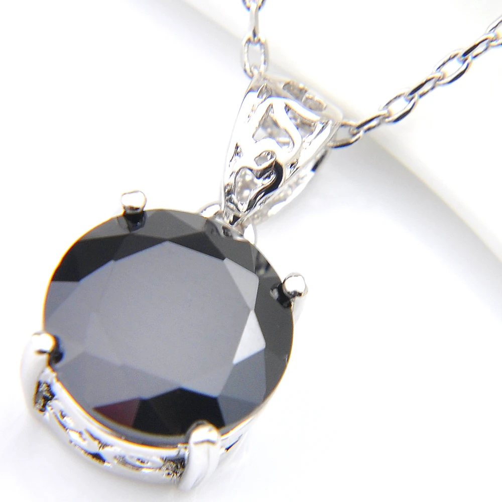 Модный Круглый черный оникс Luckyshine серебряный кристалл фианит свадебные подвески