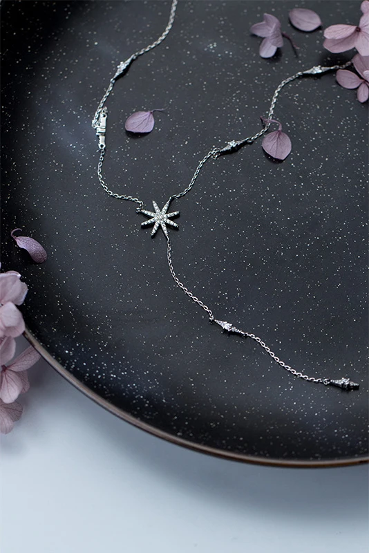 Herwish Bling Звездное сияние длинное ожерелье с подвеской 925 пробы Серебряное романтическое Подсолнух корейское ювелирное изделие сексуальные женские аксессуары