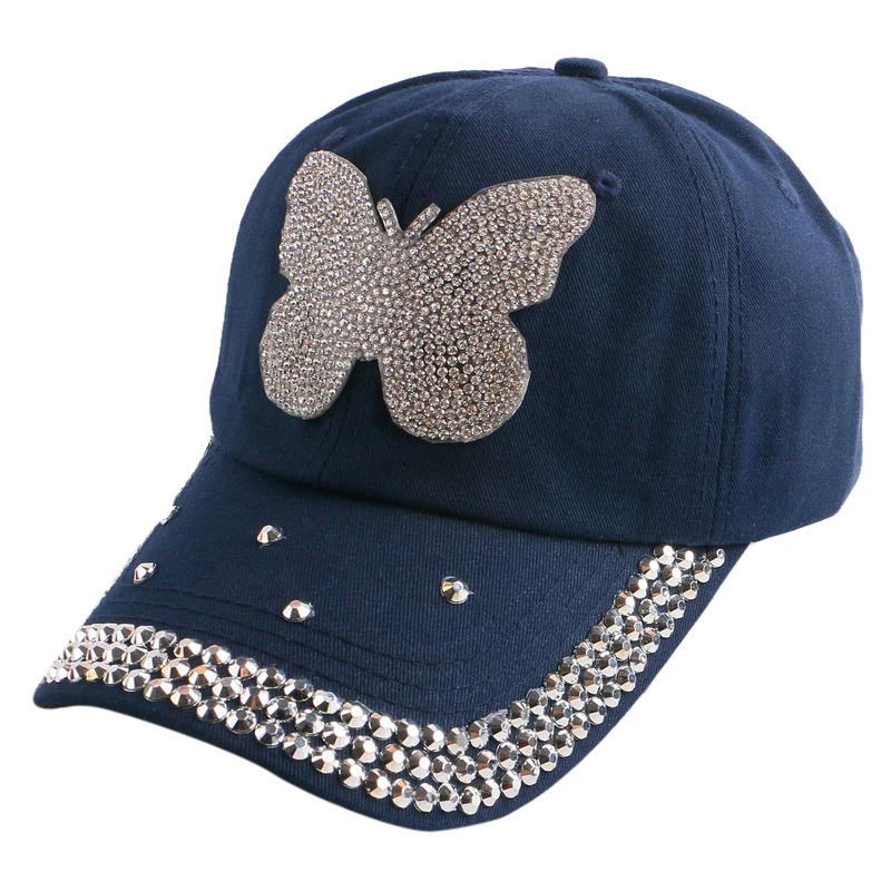 Новый дизайн Женская модная бейсболка на заказ ручной работы со стразами бабочка
