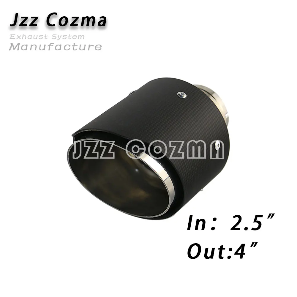 Jzz Cozma 2,2" впускная выхлопная труба для 3,5"/" /4,5" выход из углеродного волокна akrapovic выхлопная труба с выхлопными наконечниками зажим - Цвет: Matt S IN2.5 OUT4