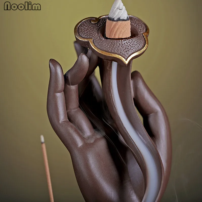 Будда ручной Лотос дзен задний поток курильница креативный водопад