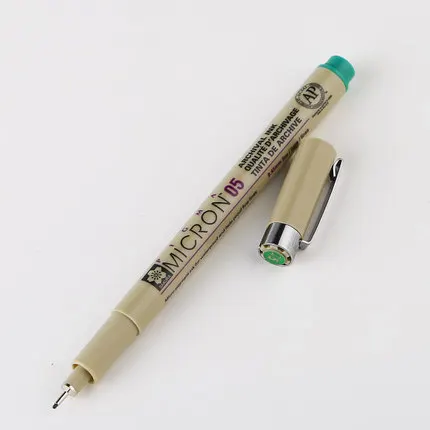 Green 1pc Набор ручек Sakura Pigma Micron 05 с тонкой линией 0,45 мм для черчения манга 14 цветов на выбор товары для рукоделия - Цвет: Green 1pc