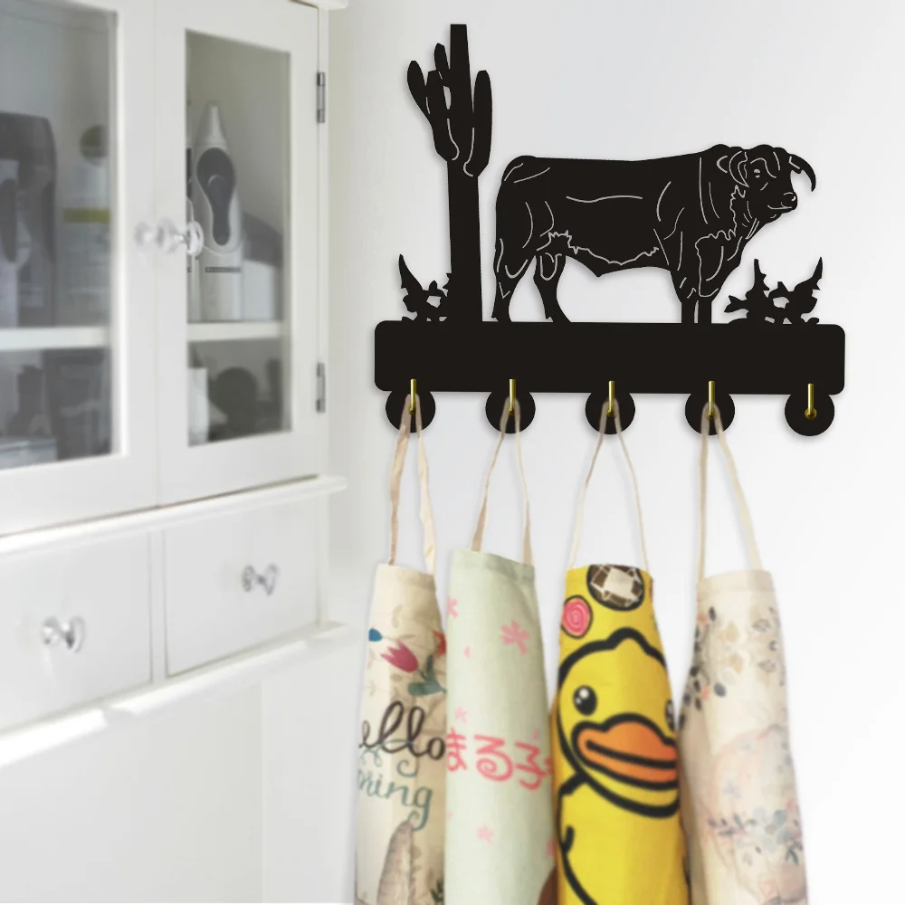 1 шт дикой природы Bull настенные крючки деревянная настенная вешалка для пальто