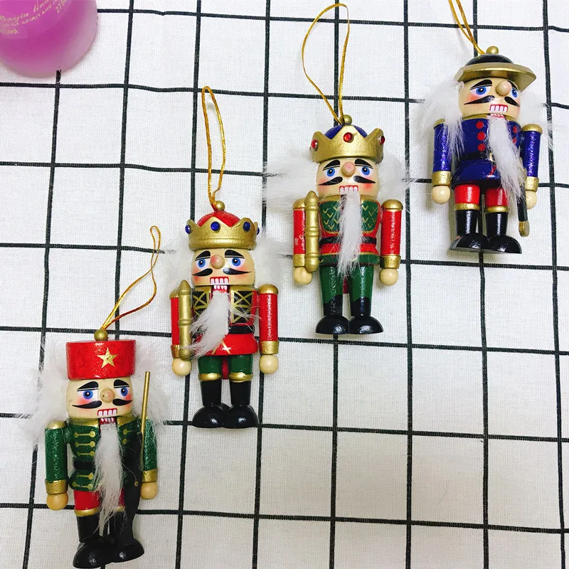 Деревянные елочные игрушки новогодние декор сувенир год 4 шт./компл. 10 см деревянный Щелкунчик Рождественская елка висячие украшения рабочего грецкие солдаты группы кукла подарок на год, 6