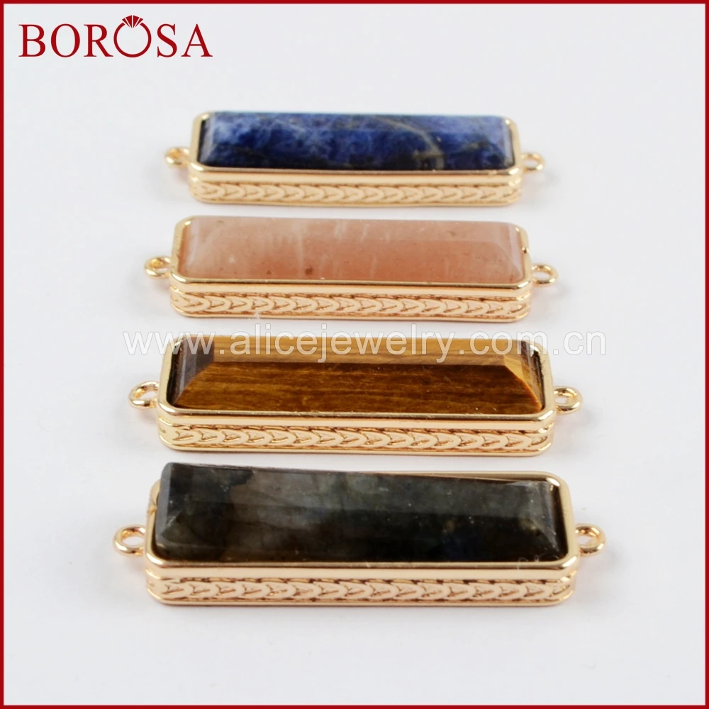 BOROSA 10 шт. прямоугольные натуральные разноцветные камни Druzy коннектор драгоценные