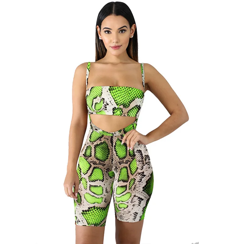Женский комбинезон на бретелях-спагетти со змеиным принтом | Женская одежда