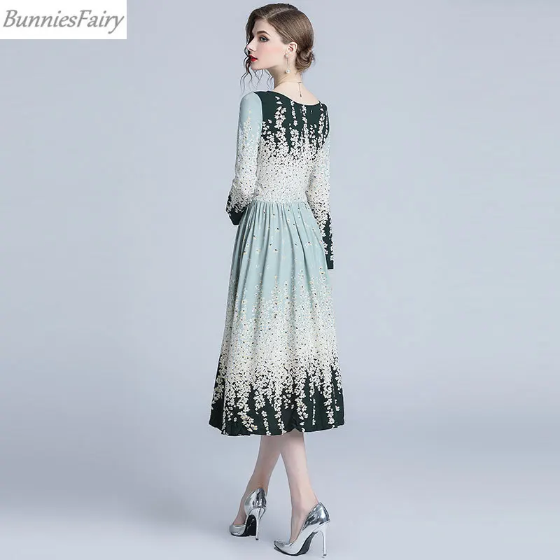 BunniesFairy 2019 весеннее женское платье в стиле Mori Girl зеленый черный цвет цветочный