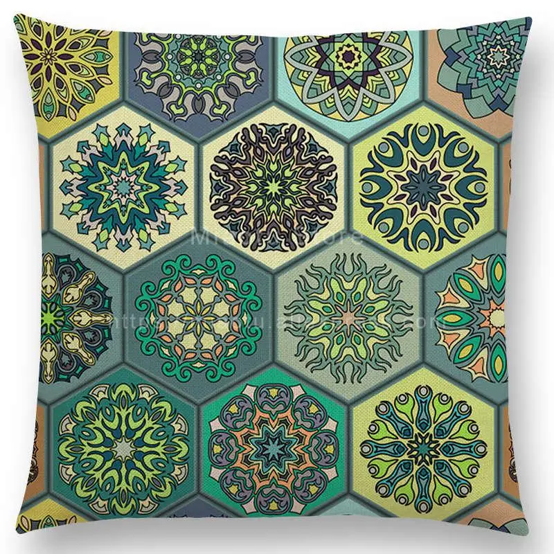 Boho красочная абстрактная Этническая Цветочная Подушка Чехол узор мандалы принты Винтаж пэчворк геометрический диван наволочка - Цвет: a012606