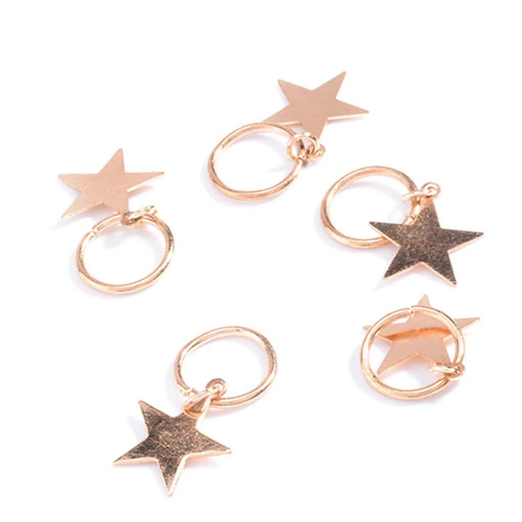 10 шт. милые блестящие серебряные и золотые кольца для волос в виде звезд плетеные