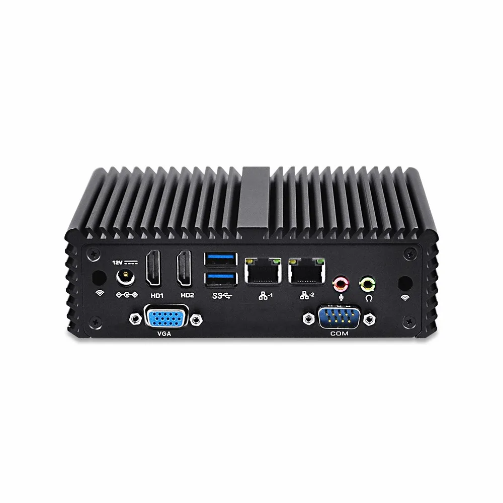 Qotom Мини ПК с Celeron J3060 J3160 безвентиляторный 2 Lan VGA COM X86 Linux Pfsense в качестве брандмауэра маршрутизатор промышленный ПК