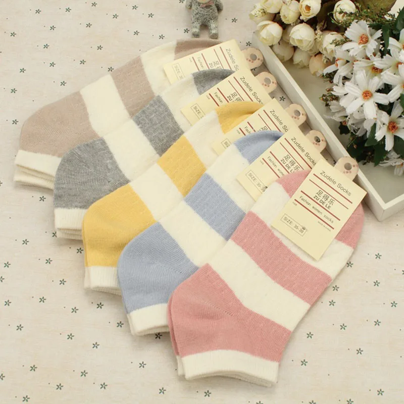 5 пар женские носки до щиколотки милые тонкие невидимые хлопковые ярких цветов
