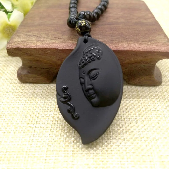 Прямая доставка тонкой Вырезка Природные обсидиана Будды Цепочки и ожерелья