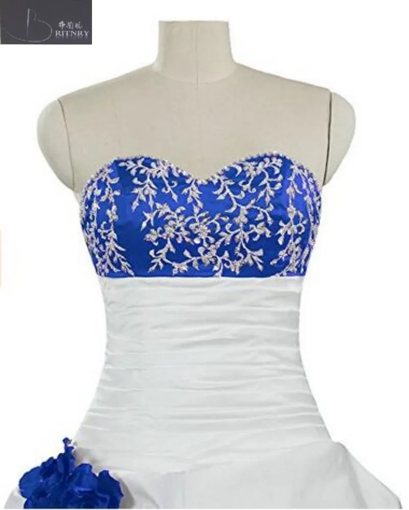 Свадебное платье в африканском стиле Королевского синего и белого цвета с