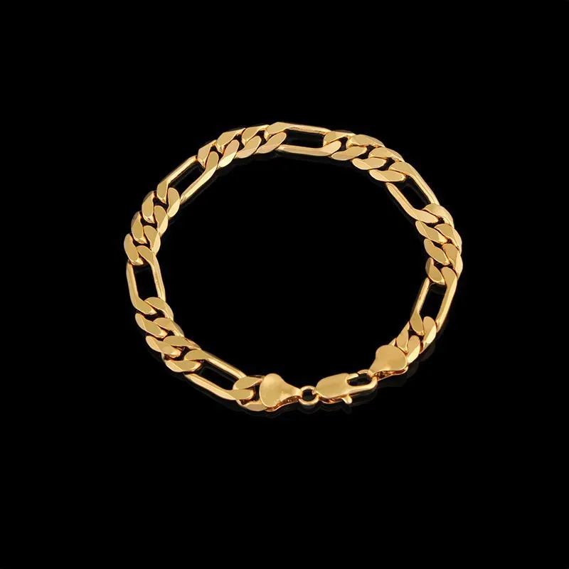2018 горячая Распродажа желтое золото цвет Фигаро браслет цепочка для мужчин с