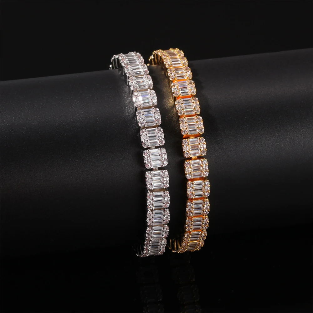 Хип хоп Bling Iced Out кубический цирконий браслет для мужчин и женщин 1 ряд 8 6 мм