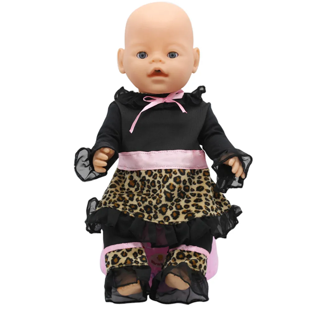 Леопардовый модный костюм подходит для новорожденных 43 см аксессуары кукол