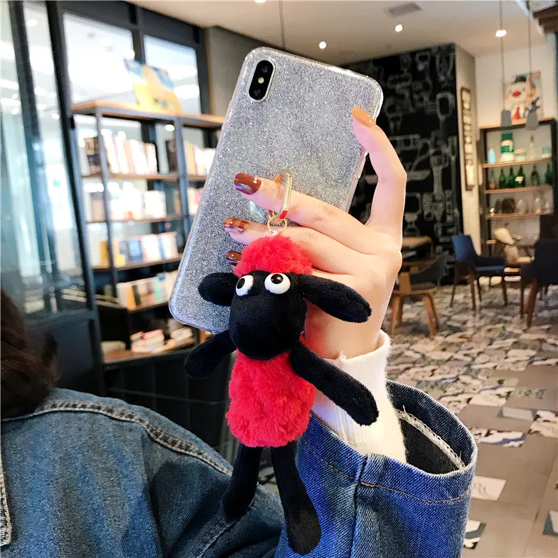 Милая плюшевая кукла Мягкий мобильный телефон в виде ракушки для IPhone XS XR X MAX 8 7 6 5 4