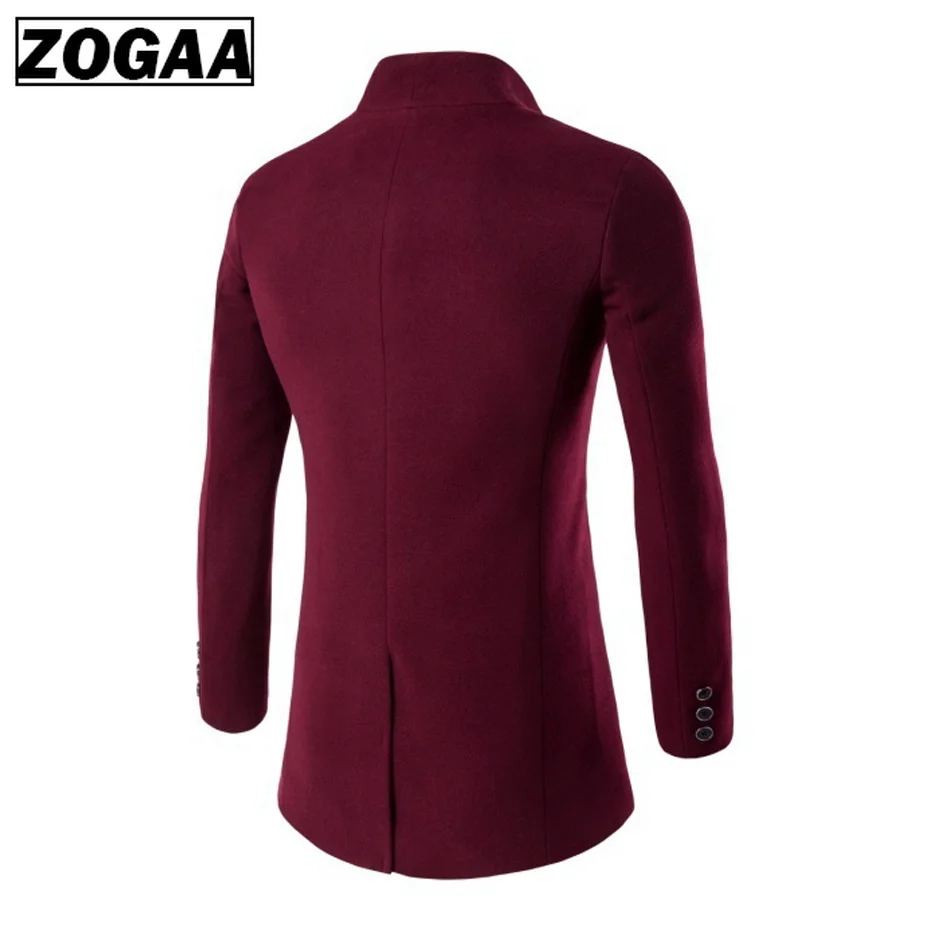 Мужская ветровка ZOGAA длинный тонкий шерстяной кардиган с воротником стойкой на