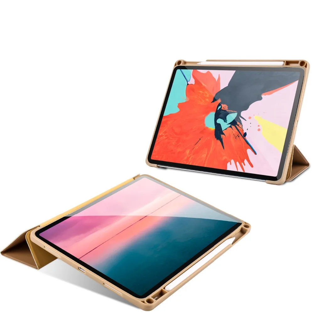 Для iPad Pro 11 чехол с карандашом держатель из искусственной кожи силиконовая подставка+ Жесткая задняя крышка из ПК для iPad Pro 11 чехол