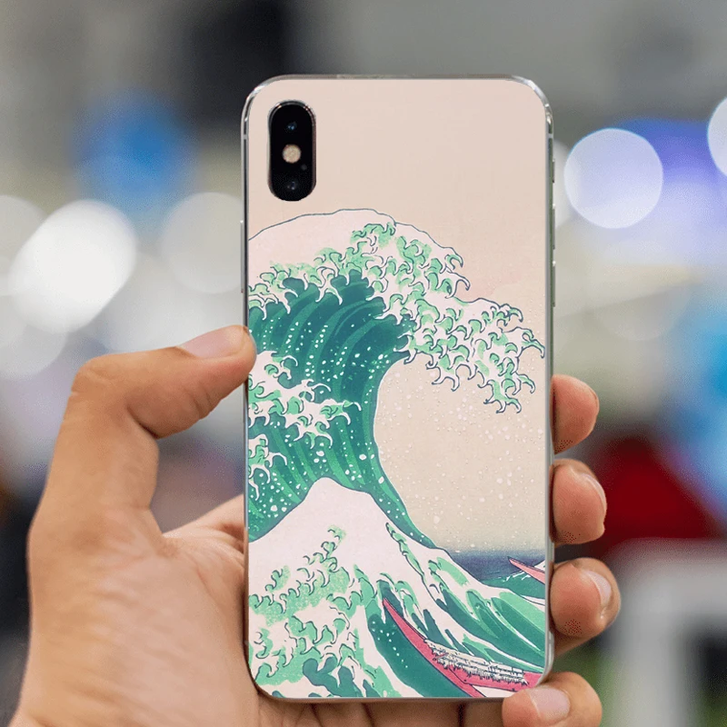 Для iphone XS Max Case Wave Art японский зеленый Ил Coque чехлы для телефонов iPhone 8 7 6 6S Plus X 5 5S SE 5C
