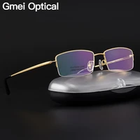 gmei optical ultralight 100 pure titanium half rim glasses frame for business men myopia reading prescription spectacles lr8935