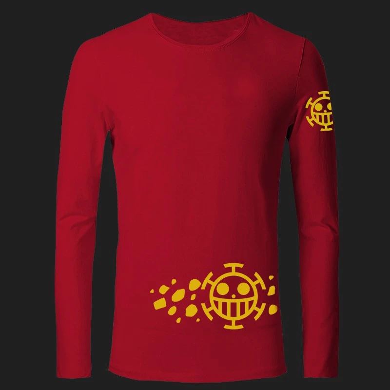 One Piece Trafalgar Law T-shirt Long Sleeve Cotton Anime T Shirts men boy onepiece luffy | Мужская одежда