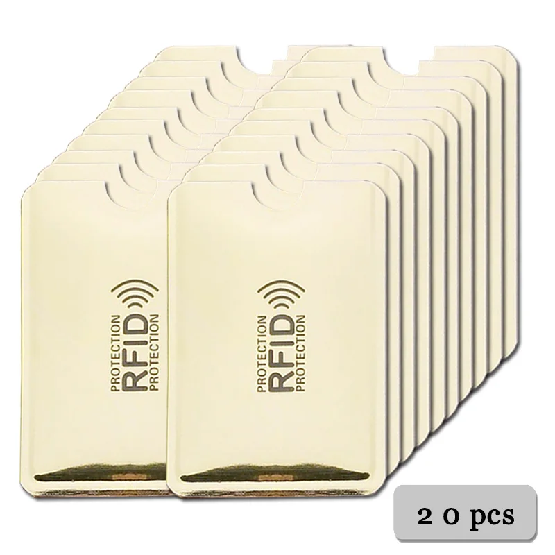 20 pcs Light-gold 20 шт Анти Rfid Блокировка ридер замок банк держатель для карт ID банковский Чехол для карт студенческий милый ID карты Кошелек паспорт бизнес Bancaire - Цвет: 20 pcs Light-gold