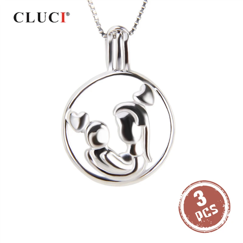 CLUCI 3 шт. серебро 925 пробы круглый кулон для женщин желаемое жемчужное украшение