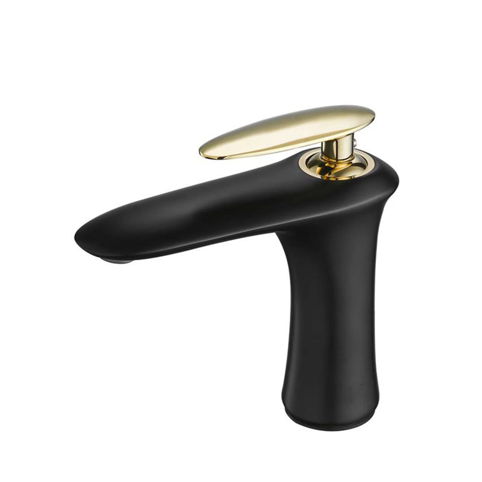 Matt black Gold Poiqihy черный, серебристый, золотой кран для раковины на бортике латунь Ванная Комната Смесители для раковины с одной ручкой отверстие активности цена для России - Цвет: Matt black Gold