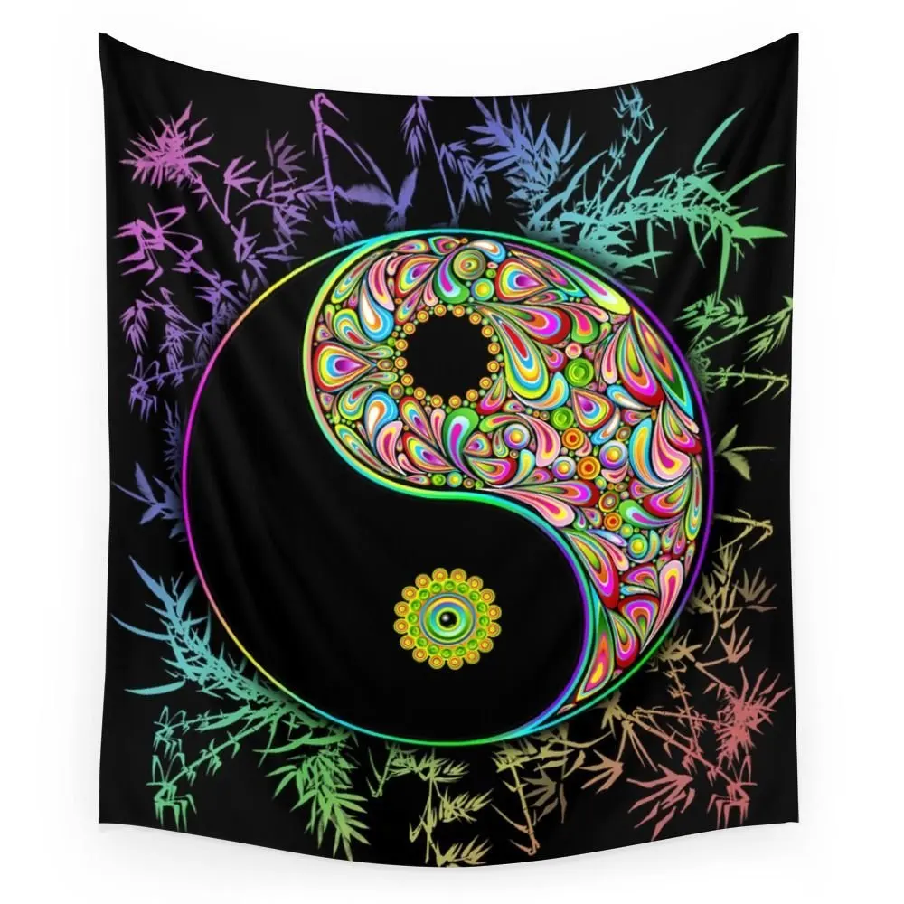 Модный МАНДАЛА ГОБЕЛЕН Yin Yang Bamboo Psychedelic напечатанный настенный гобелен для